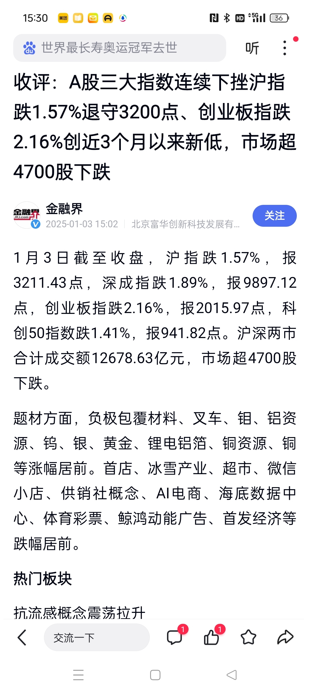 A股午后震荡走高，三大股指收涨：AI硬件端集体反弹，两市成交近1.3万亿元