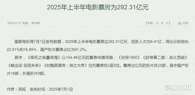 影视股上半年业绩分化：院线公司受益电影市场回暖，光线传媒大赚22亿领跑
